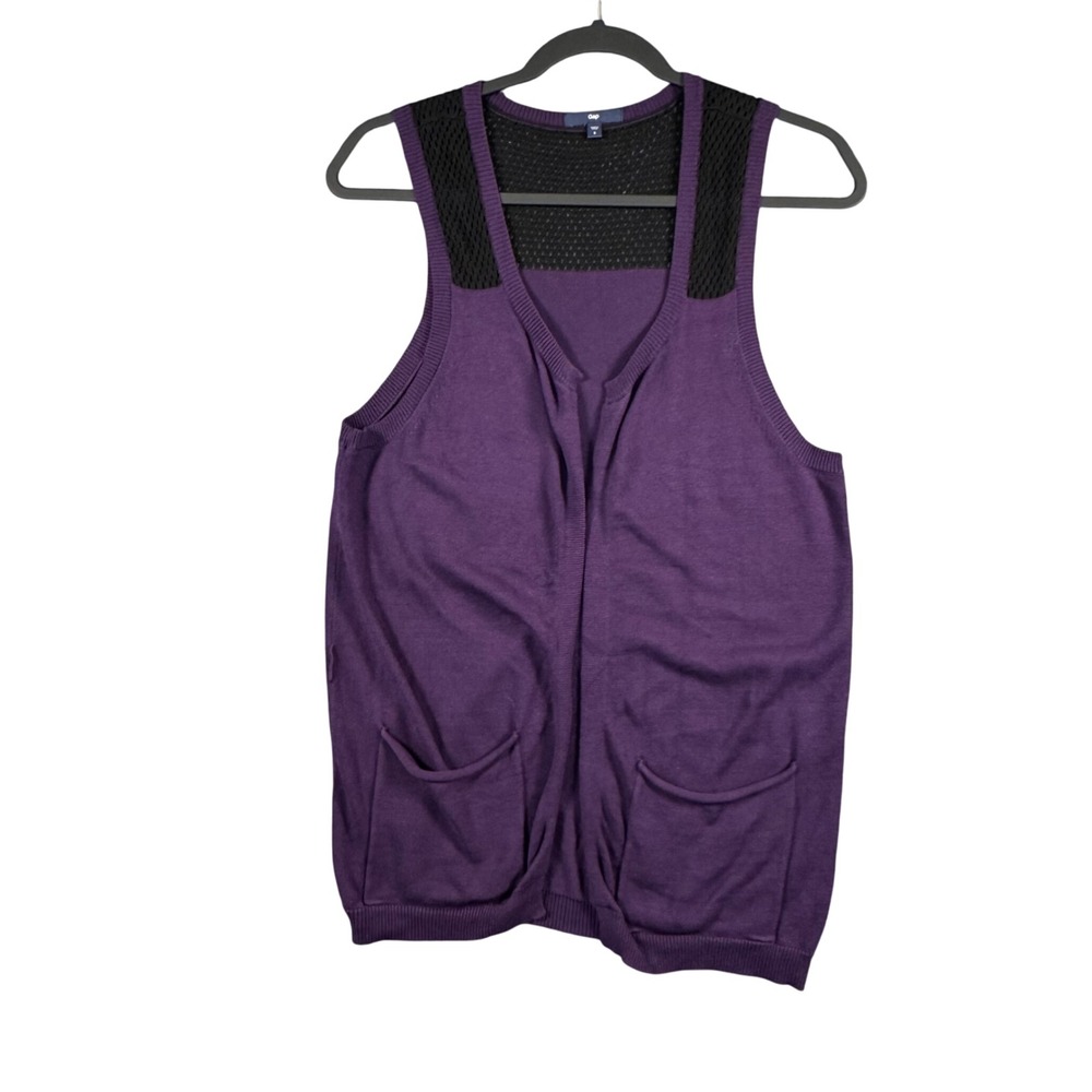 GAP Womens S Purple Knit Sweater Vest V-Neck Sleeveless‎ with Pockets